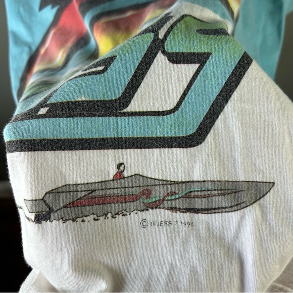 Vintage 90s 1995 Guess USA 72 Boat Graphic Shirt Size Medium - Picture 3 of 7